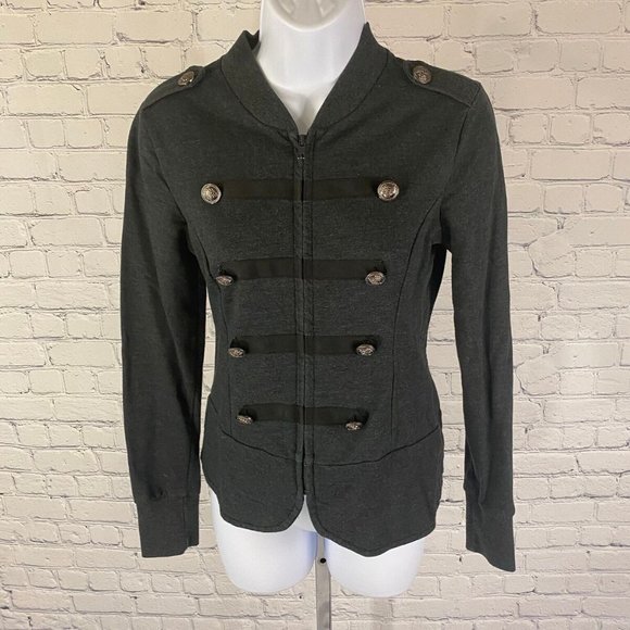POL Jackets & Blazers - POL Gray Double Breasted Button Full Zip Jacket